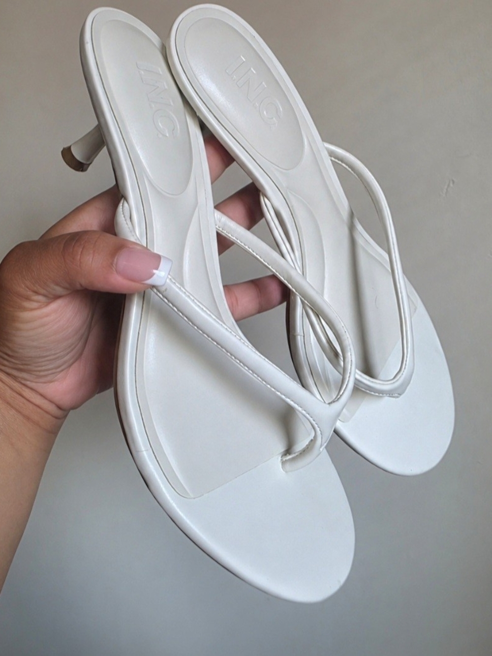 INC International Concepts White Thong Heel Sandals